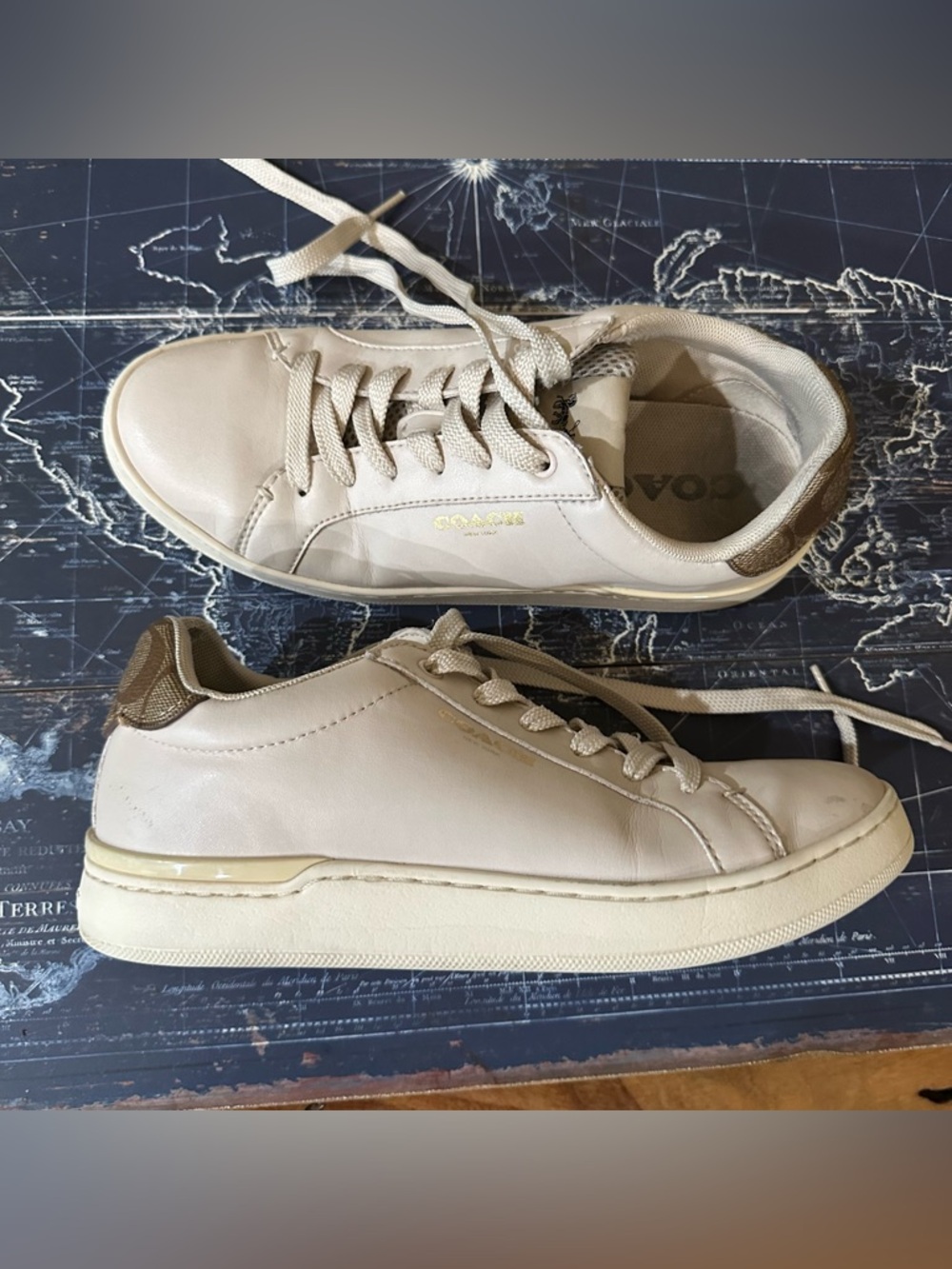 Coach Cream/Tan Leather Sneakers